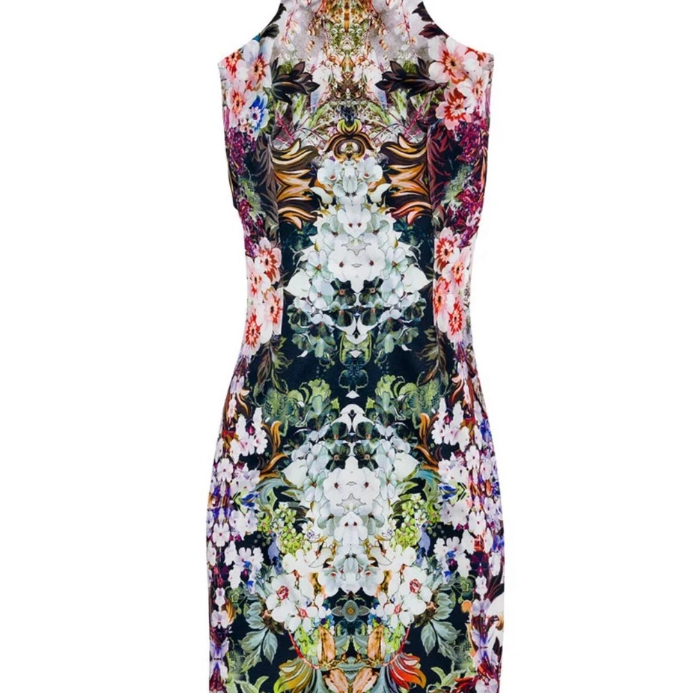Zara Black and Pink Sheath Midi Dress